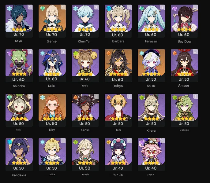 GI1048 High AR60 Europe Iter with Ganyu, Keqing, Kazuha, Yoimiya, Kokomi, Itto, Tartaglia, Ayaka, Mona, Nahida, Wanderer, Venti, Tighnari, Cyno 